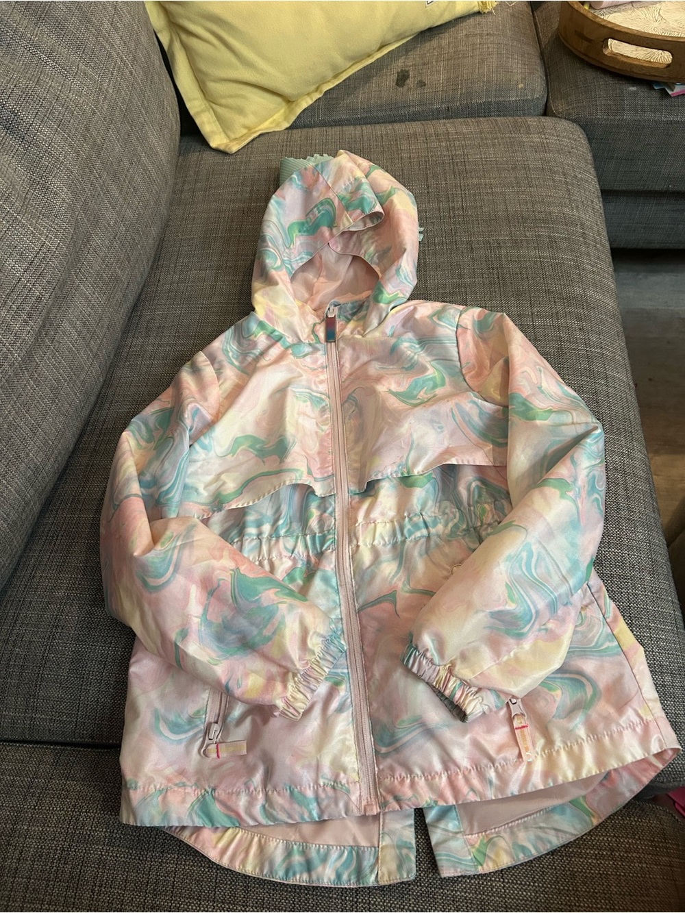 Champion Girls' Pastel Marble Hooded Raincoat - Pink, Mint, Cream